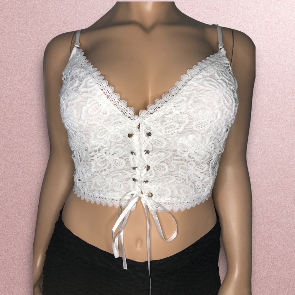 NWOT Cider Curve & Plus Lace Floral Trim Corset - Picture 2 of 3